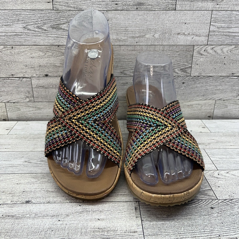 Skechers Wedge Sandal Women's Size 10 Beverlee Rainbow Luxe Foam Shoes 38554
